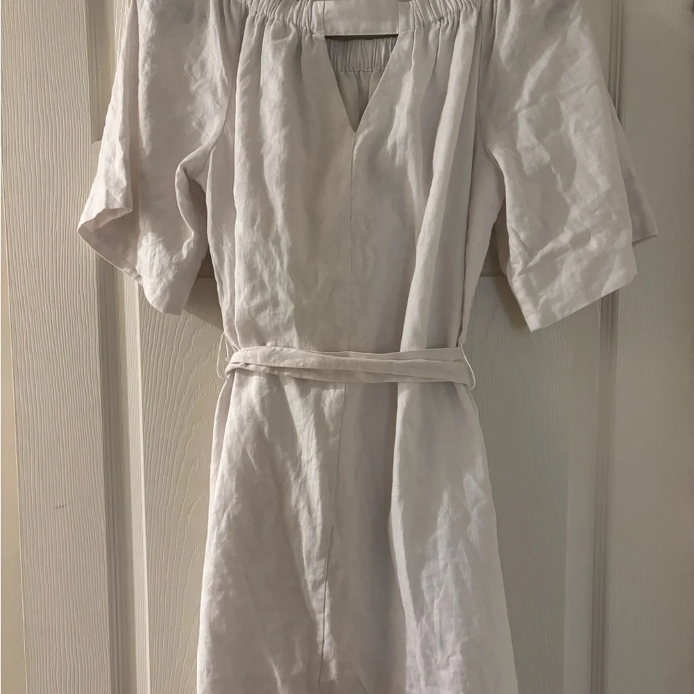 Banana Republic White Off-Shoulder Tie Front Linen Blend Sundress Small - Picture 6 of 8